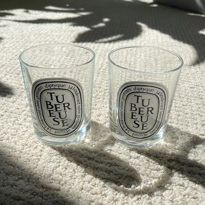 Empty 6.5oz Diptyque Tubereuse glasses (set of 2)